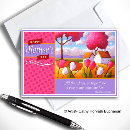 Mothers Day Country Tulips Printable Card Kit, PDF + JPG Instant Download by Cathy Horvath Buchanan