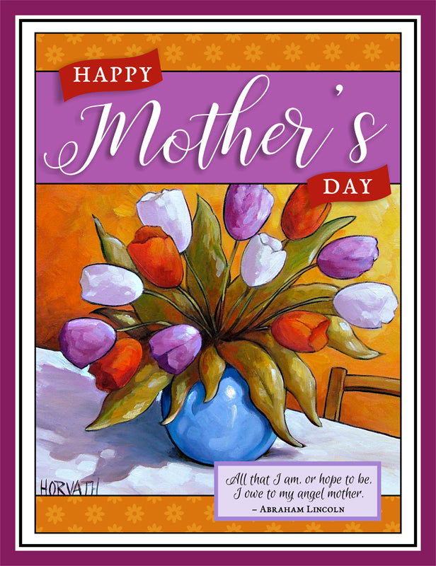 Mothers Day Tulips Printable Wall Art, Instant Digital Download