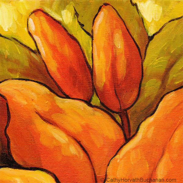 orange blossom painting detail 2 by cathy horvath buchanan