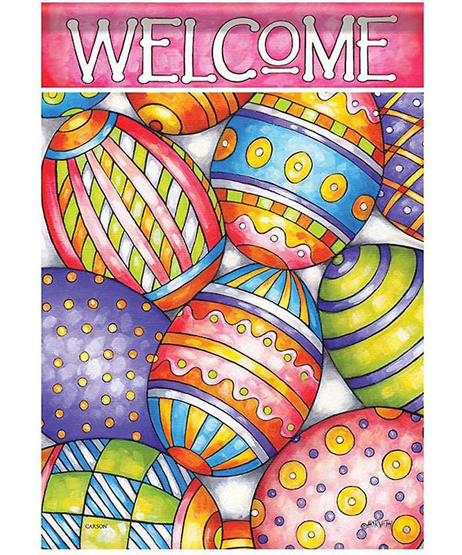 Painted Eggs Easter Garden Flag, Outdoor UV Resistant, Double-Sided by cathy horvath buchanan