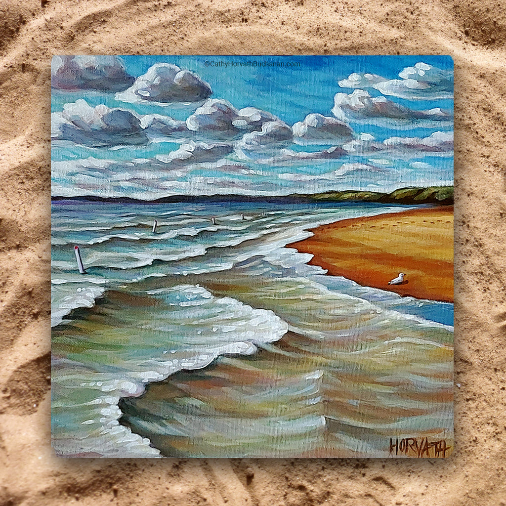 Pierside Waves, Horizons Original Painting 12x12