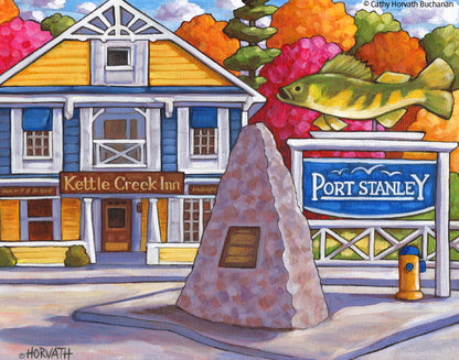 Port Stanley 'Kettle Creek Inn' Folk Art Print Giclee by artist Cathy Horvath Buchanan