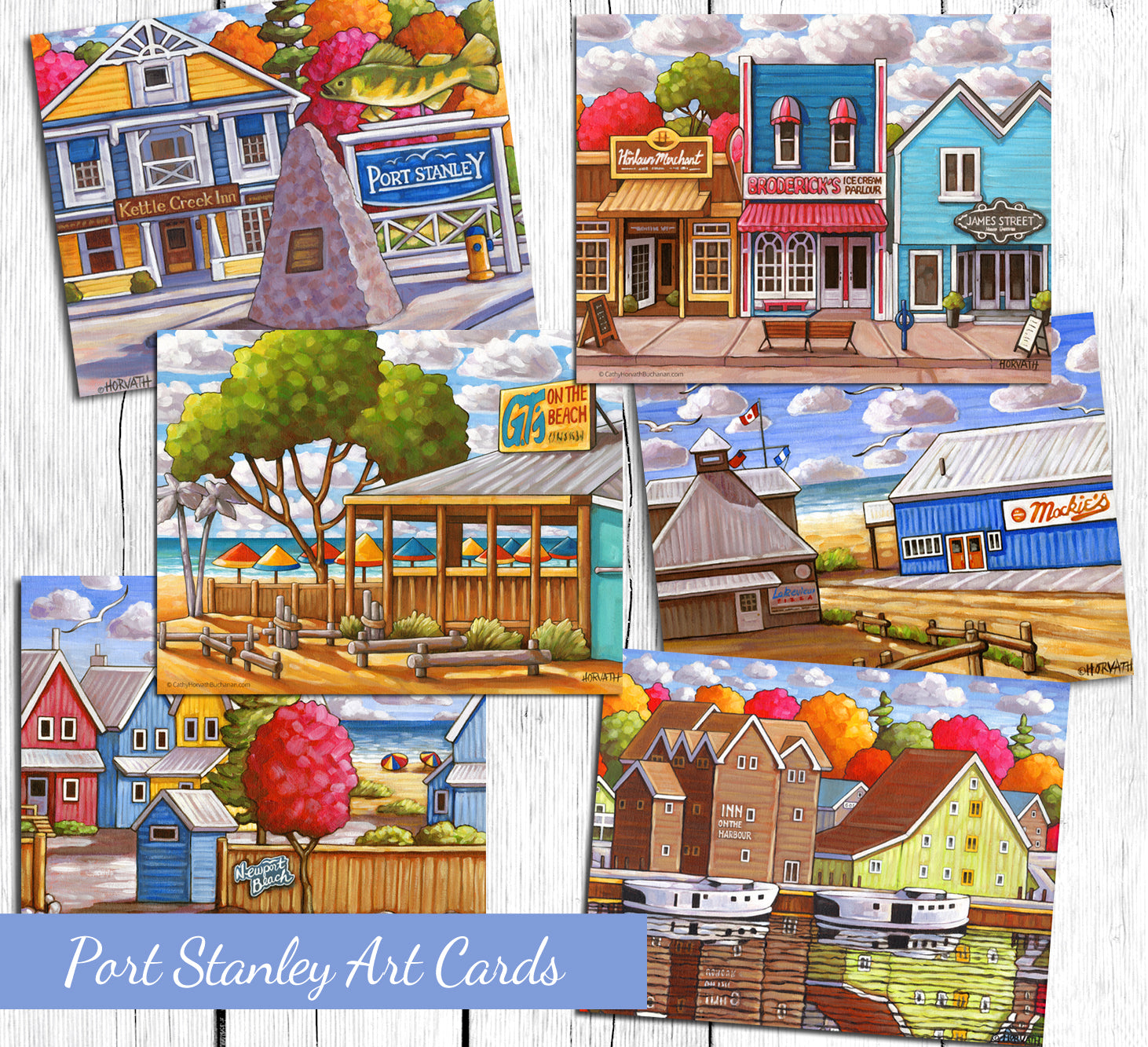 Port Stanley Scenes Art Card, 5x7 Greeting Cards, Set of 6