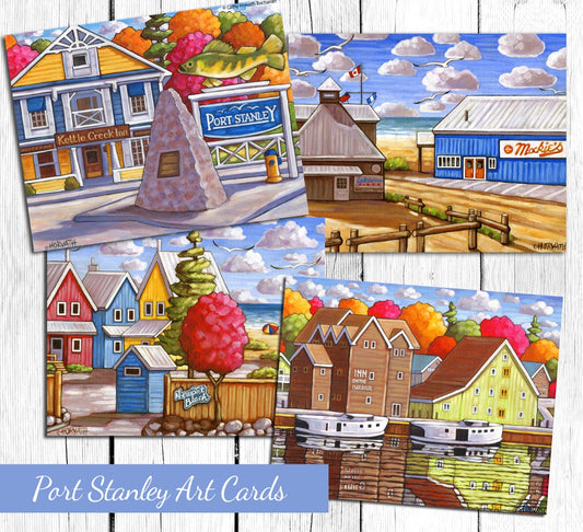 Port Stanley Scenes Art Card, 5x7 Greeting Cards, Set of 4 by Cathy Horvath Buchanan