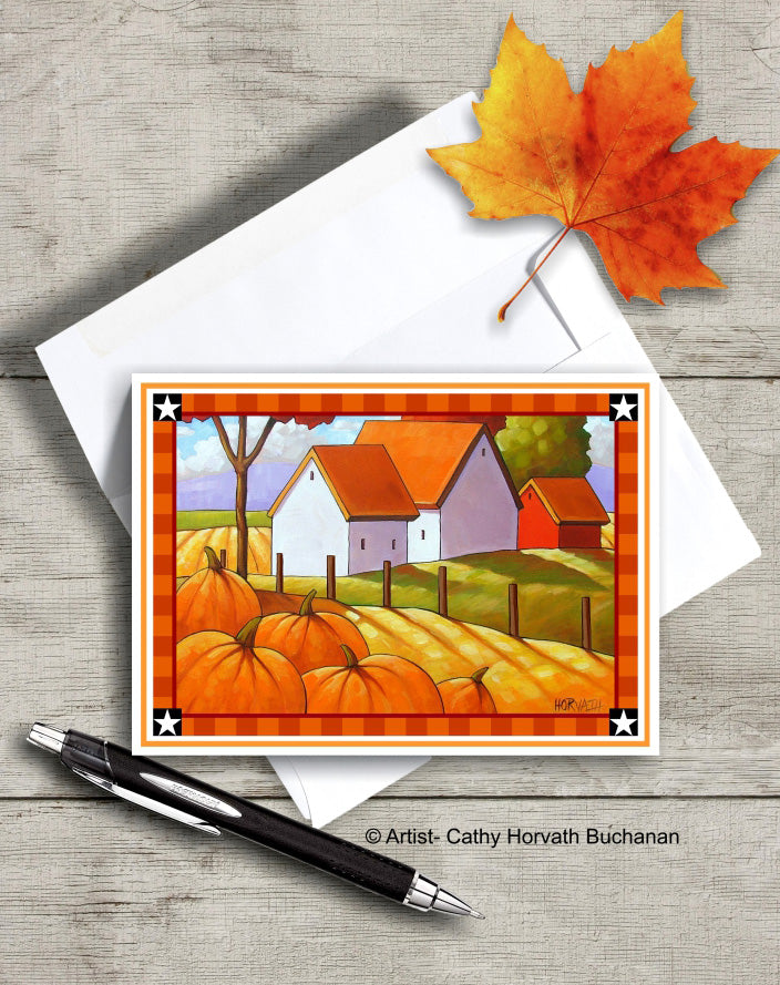Country Pumpkins Printable Card kit, PDF Instant Download by Cathy Horvath Buchanan