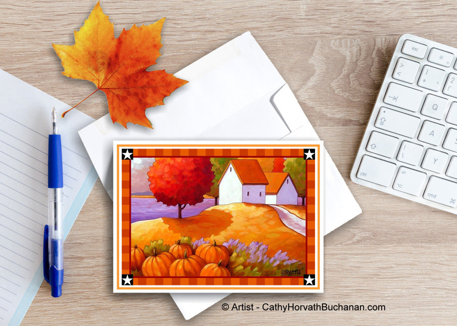 Printable Card Kit Pumpkin Lavender, PDF Instant Download