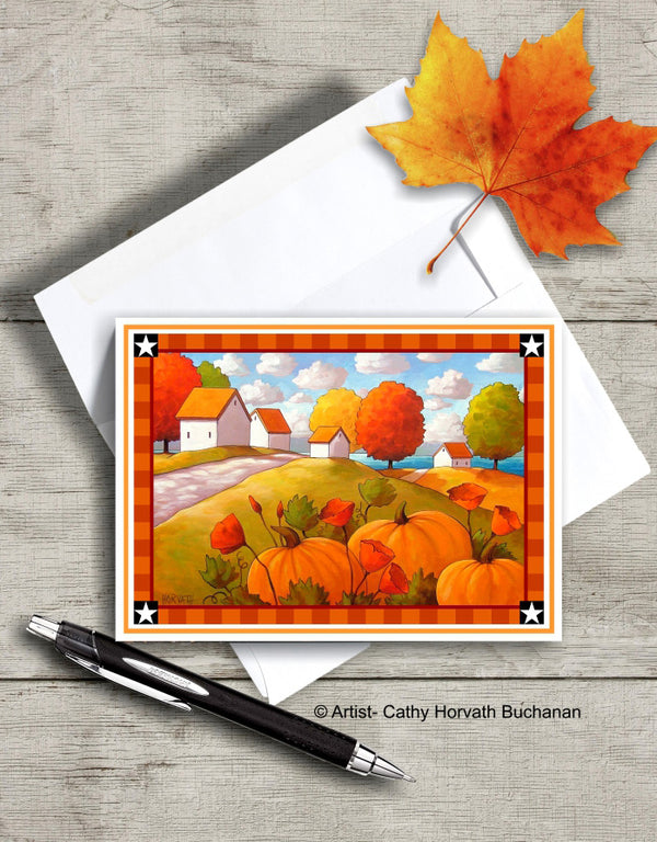 Printable Card Kit Pumpkin Poppies, PDF Instant Download – SoloWorkStudio