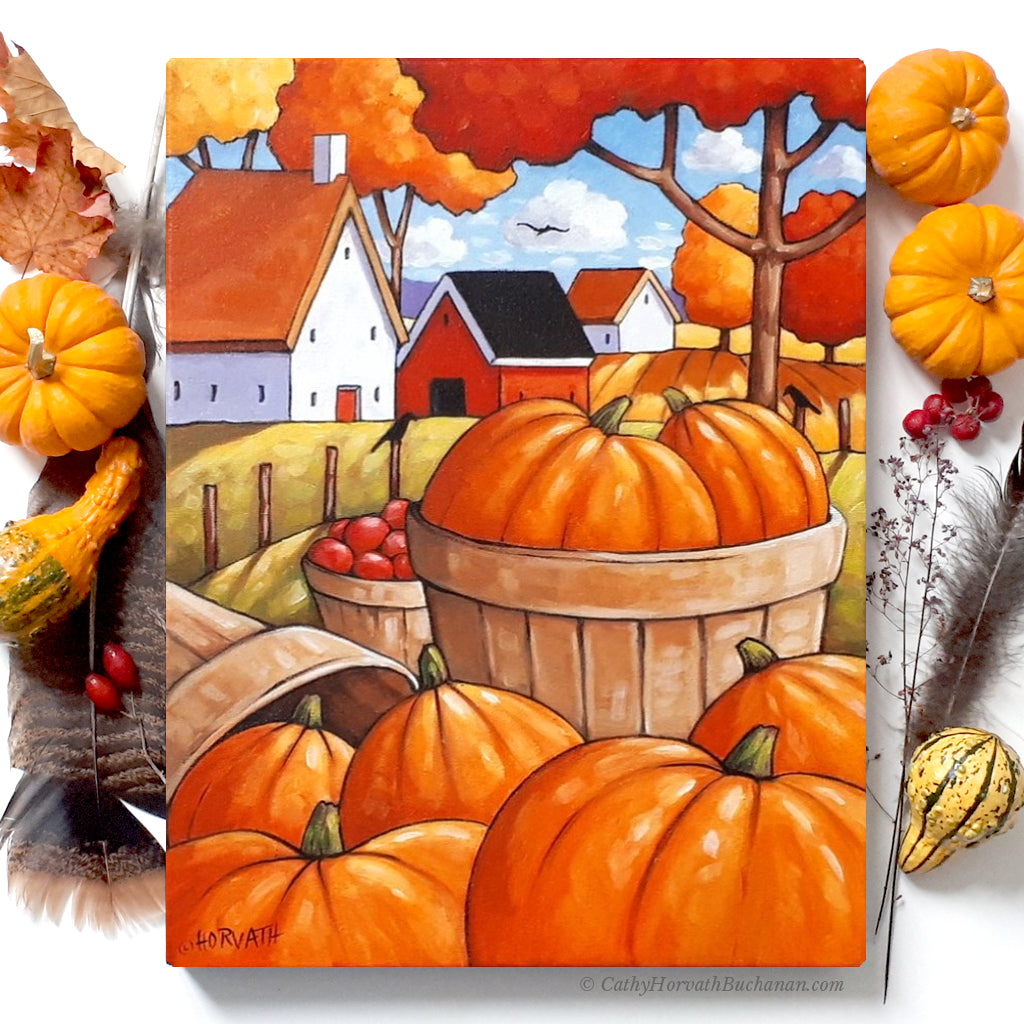 Country Pumpkins Harvest - Original Painting by artist Cathy Horvath Buchanan