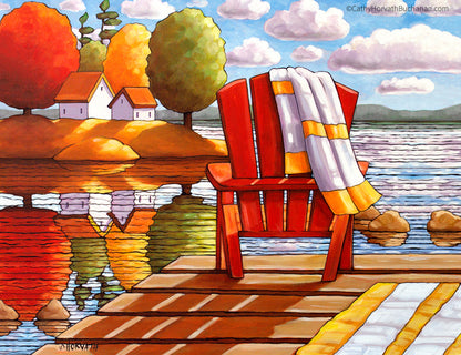 Red Deck Chair View - Art Print by Cathy Horvath Buchanan
