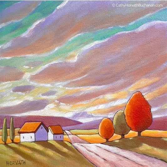 Road to Colorful Sky Original Painting, Little Big Sky 7x7