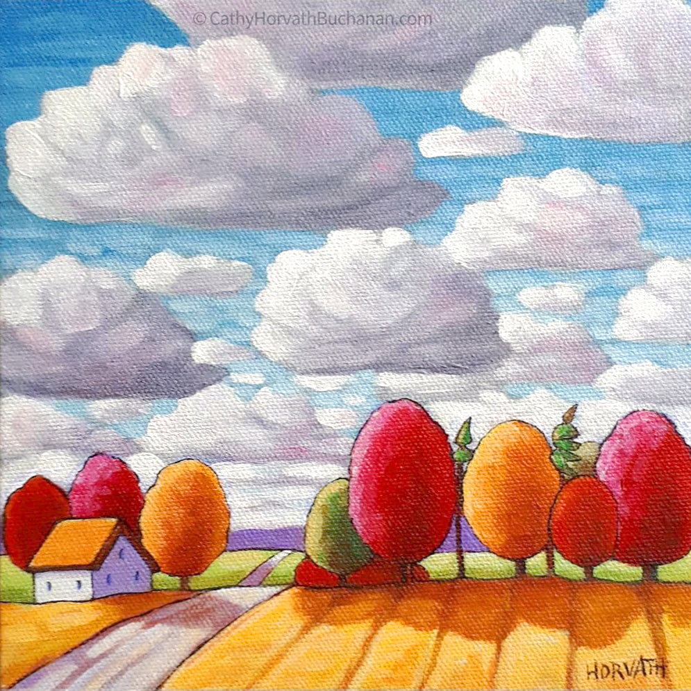 Roadway Ridge Under Clouds - Original Painting by artist Cathy Horvath Buchanan