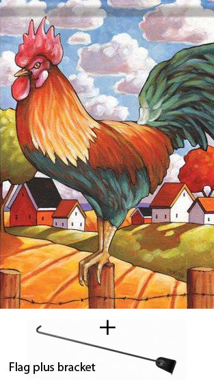 Country Rooster Garden Flag, Outdoor UV Resistant, Double-Sided by Cathy Horvath Buchanan