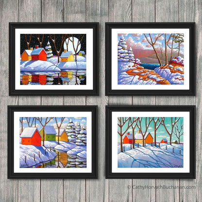 Winter Country Collection - 5x7 Set of 4 Art Prints by artist Cathy Horvath Buchanan
