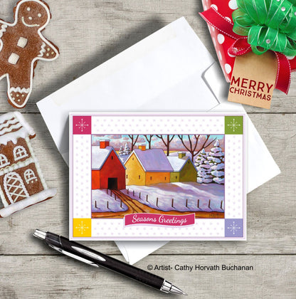 Christmas Printable Cards Set of 4 Kit, PDF Instant Download by Cathy Horvath Buchanan