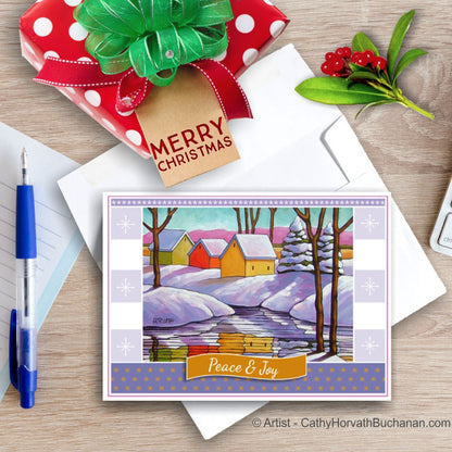 Christmas Printable Cards Set of 4 Kit, PDF Instant Download