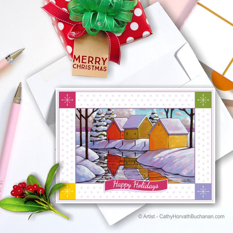 Christmas Printable Cards Set of 4 Kit, PDF Instant Download by Cathy Horvath Buchanan