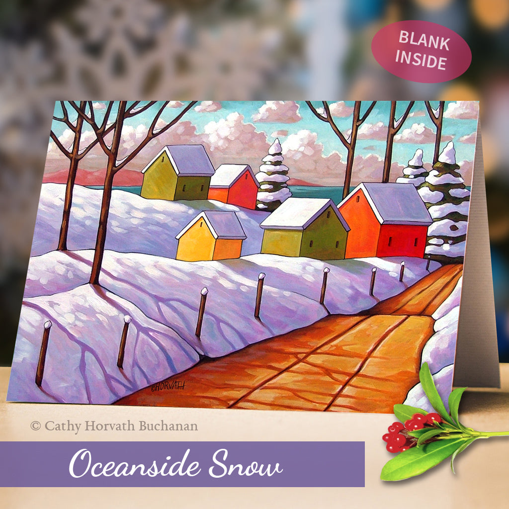 Winter Scenes Art Cards, 5x7 Greeting Cards, Set of 4