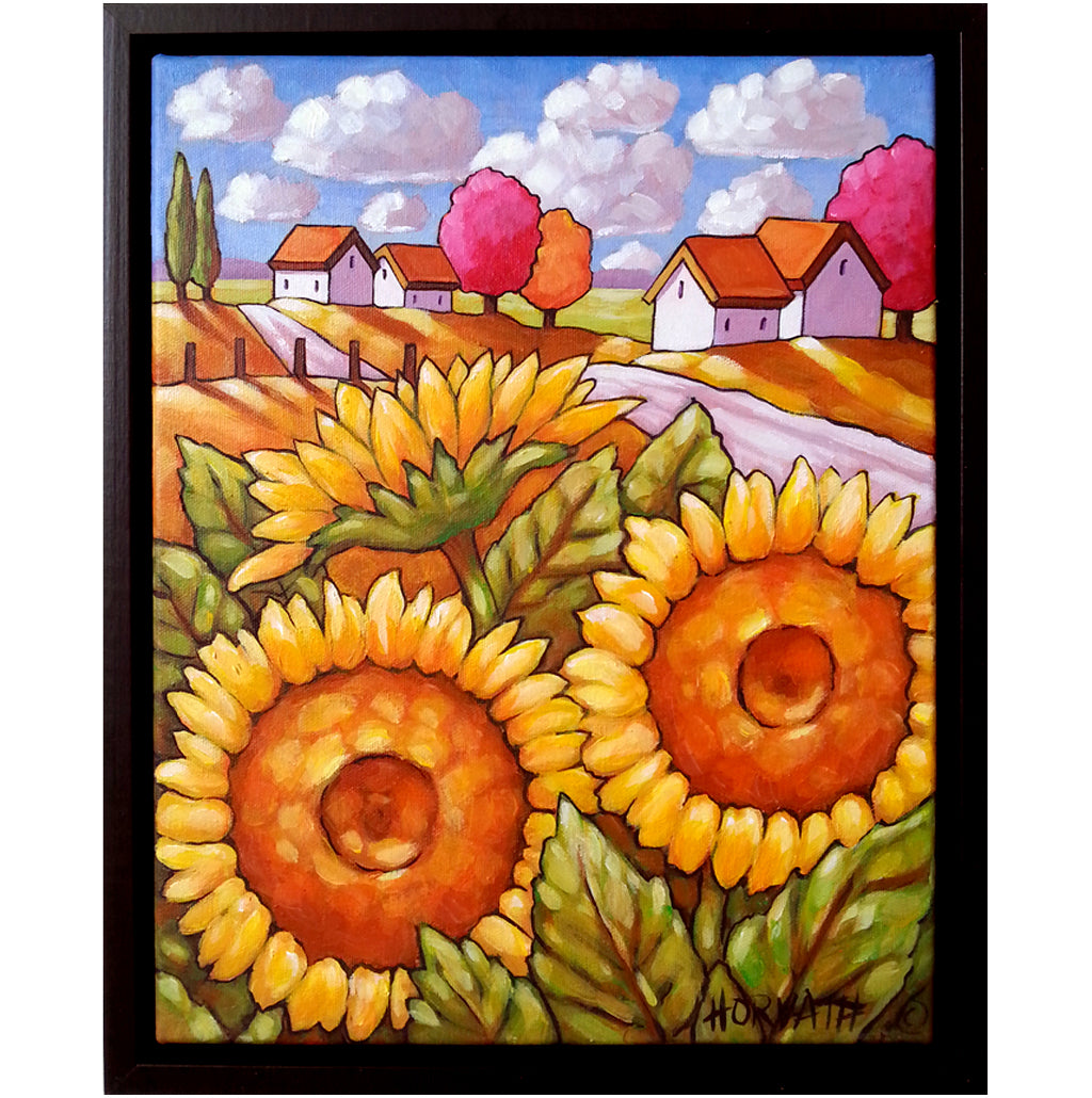 sunflowers landscape original painting by artist Cathy Horvath Buchanan