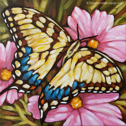 Swallowtail Pink Blooms - Original Painting by artist Cathy Horvath Buchanan