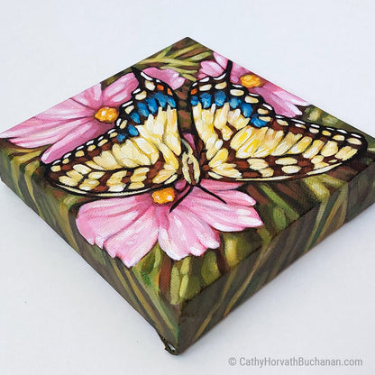 Swallowtail Pink Blooms - Original Painting by artist Cathy Horvath Buchanan side top view