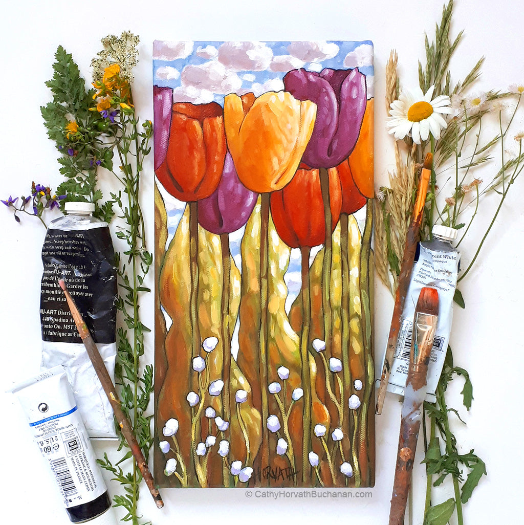 Tall Tulips I - Original Painting by artist cathy horvath buchanan