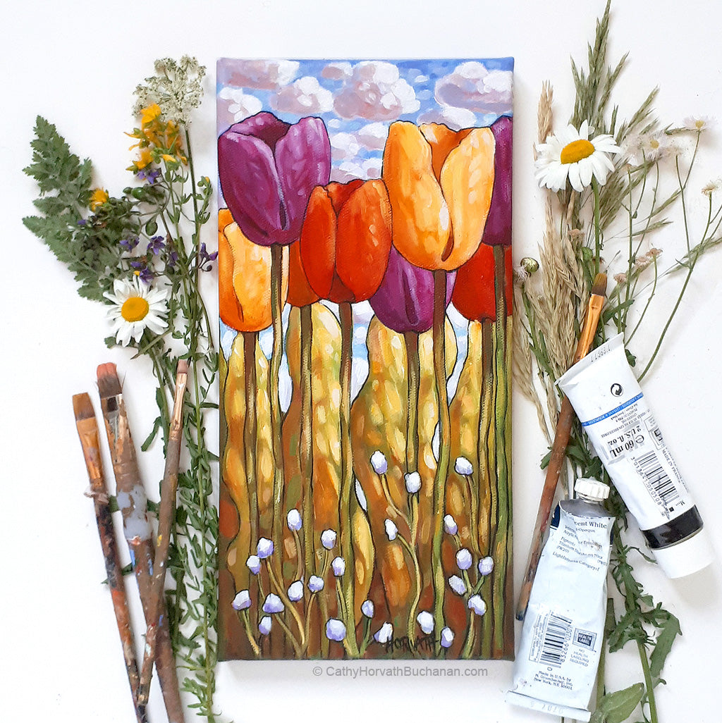 Tall Tulips II - Original Painting by artist cathy  horvath buchanan