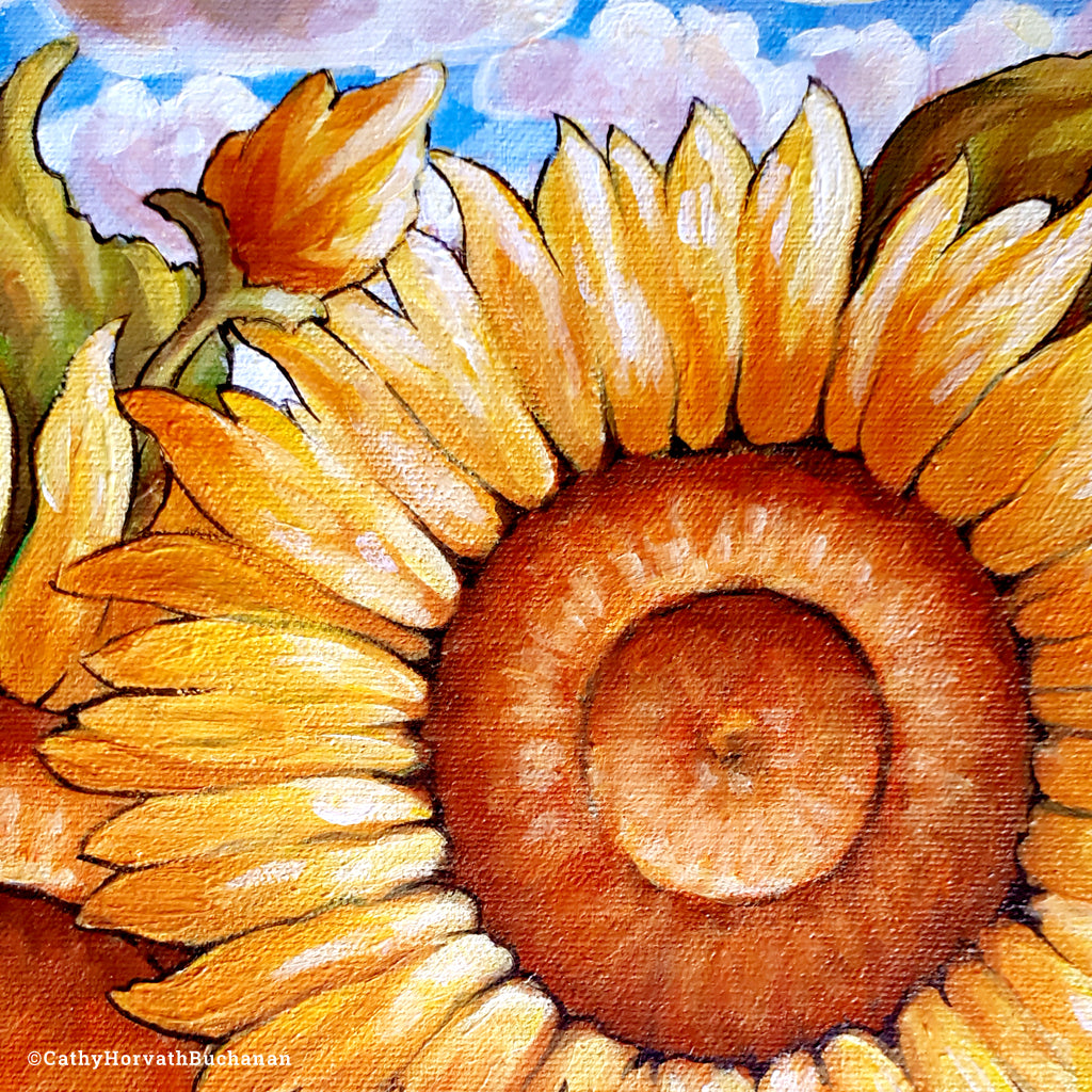 Three Sunflowers - Original Painting