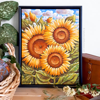 Three Sunflowers - Original Painting by artist cathy horvath buchanan