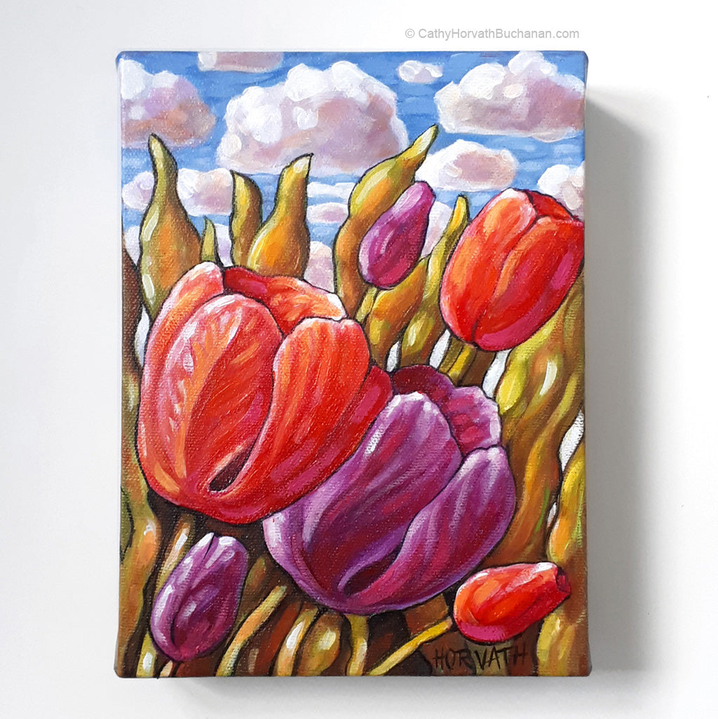 Tulipscape - Original Painting by artist cathy horvath buchanan