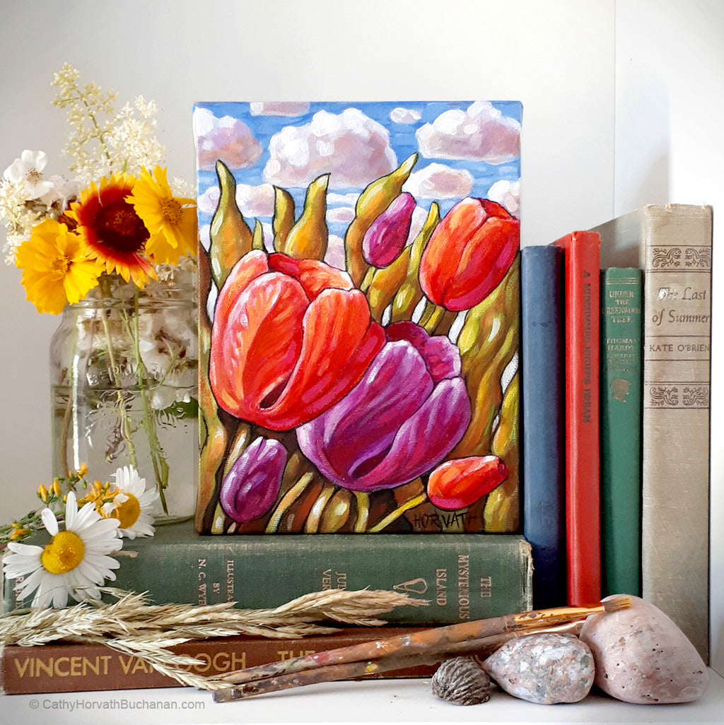 Tulipscape - Original Painting by artist cathy horvath buchanan