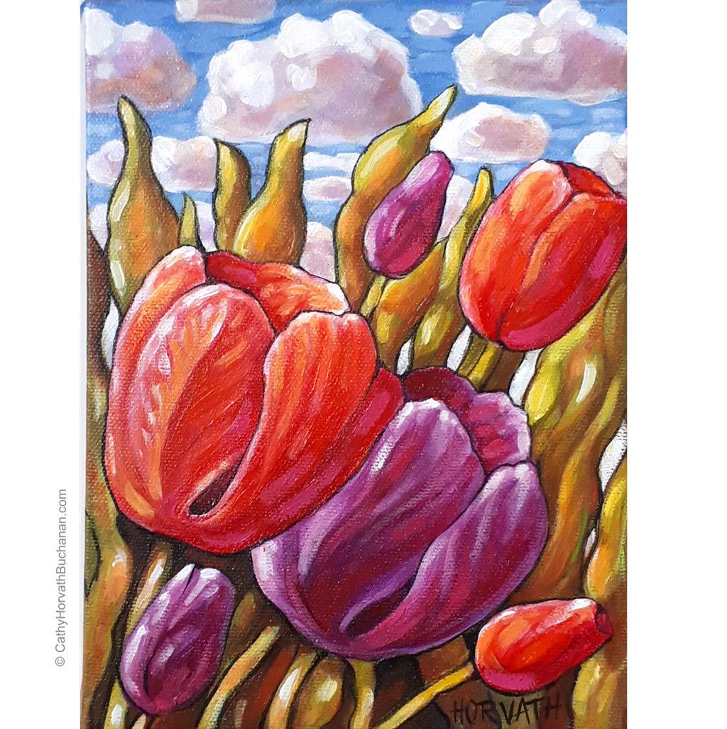 Tulipscape - Original Painting by artist cathy horvath buchanan