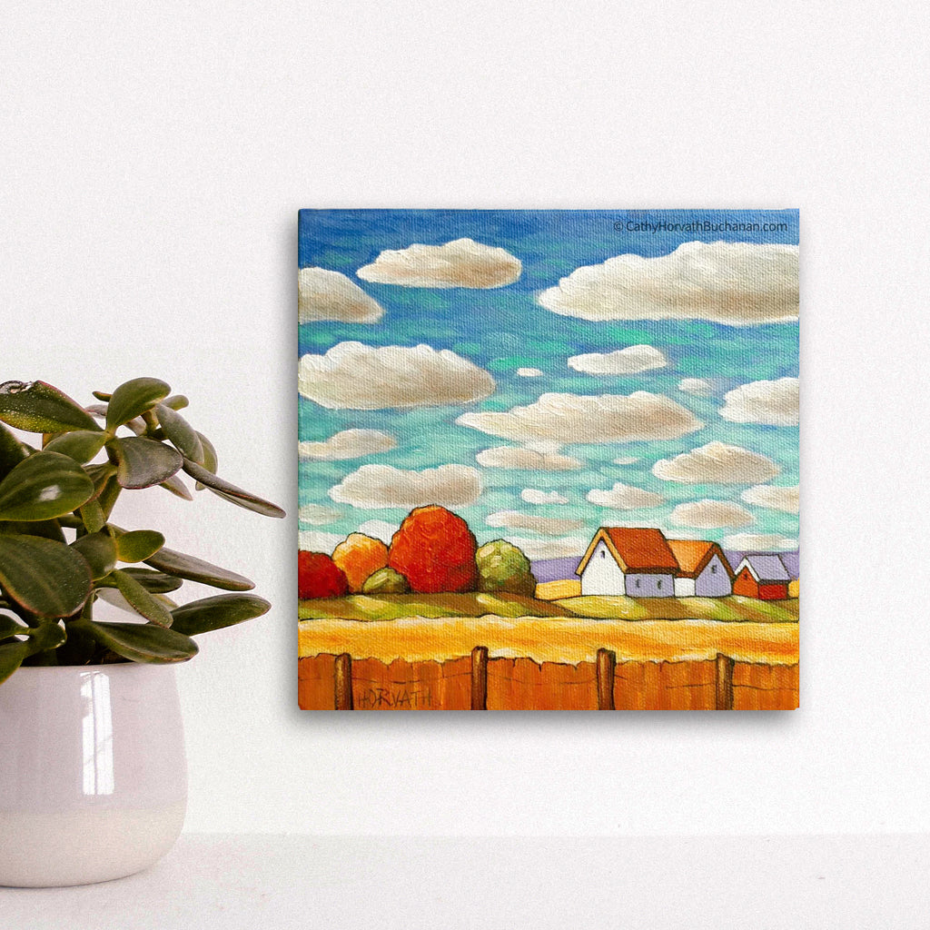 Turquoise Sky and Fields - Original Painting by Cathy Horvath Buchanan