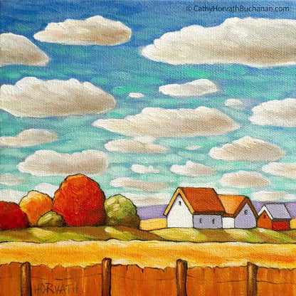 Turquoise Sky and Fields - Original Painting by Cathy Horvath Buchanan