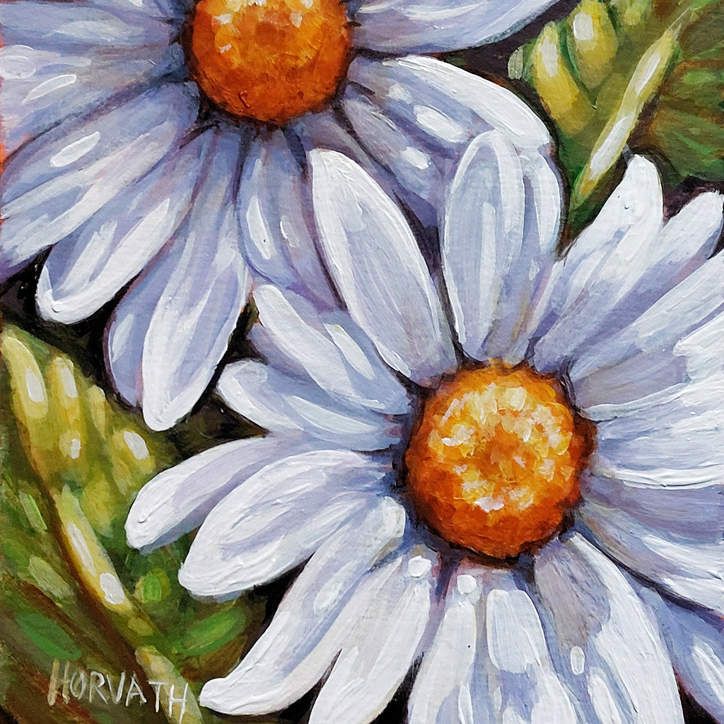 DAY 8 - Two Daisies Original Painting a Day