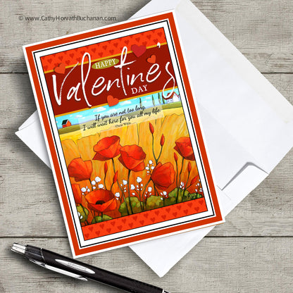 Valentines Printable Card Kit, w insert paper + envelope , PDF Instant Download DIY by Cathy Horvath Buchanan