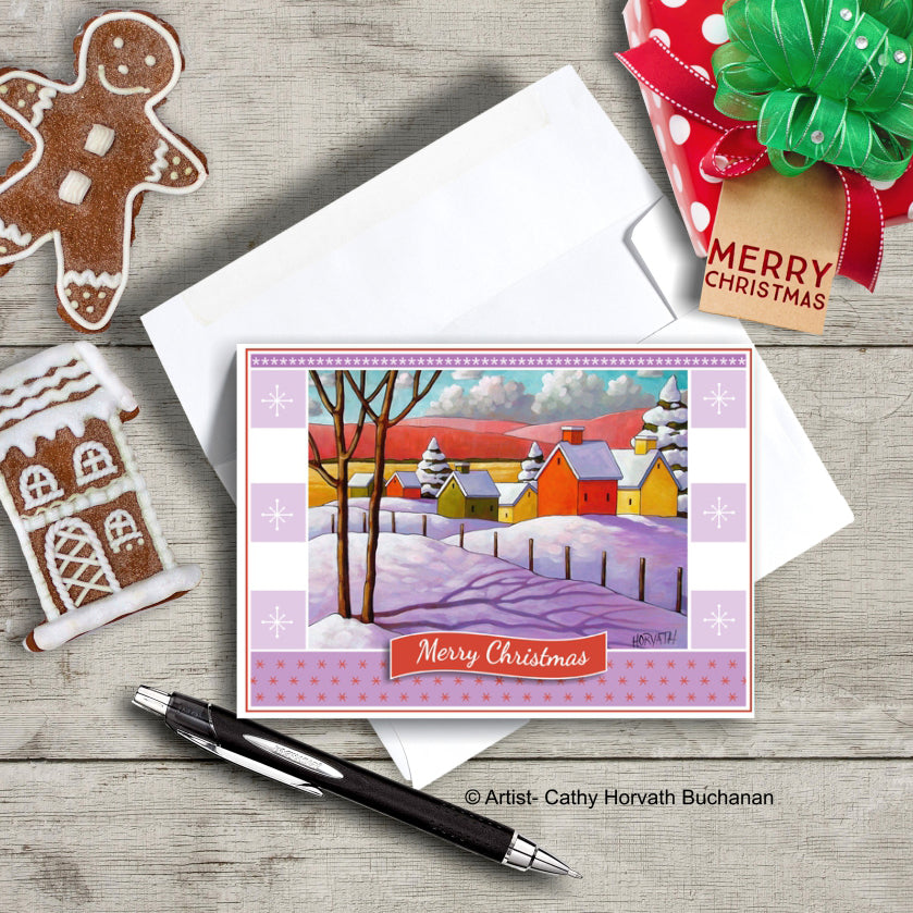 Winter Village, Christmas Printable Card Kit, PDF Instant Download by Cathy Horvath Buchanan