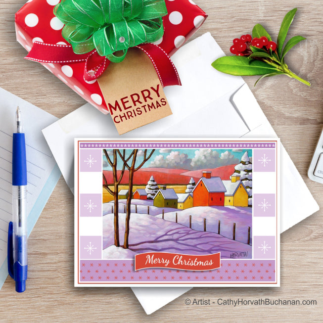 Winter Village, Christmas Printable Card Kit, PDF Instant Download by Cathy Horvath Buchanan