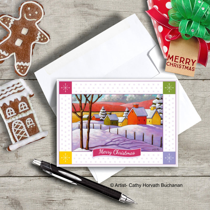 Christmas Printable Cards Set of 4 Kit, PDF Instant Download by Cathy Horvath Buchanan