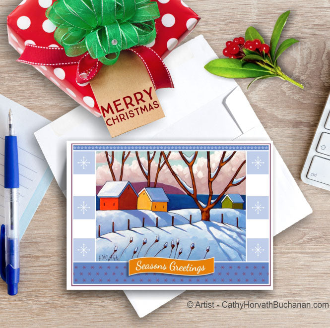 Winter Waterside, Christmas Printable Card Kit, PDF Instant Download  by Cathy Horvath Buchanan
