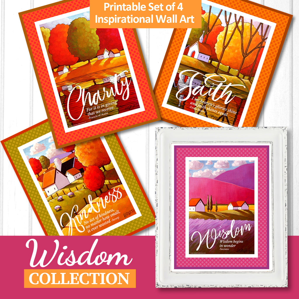 Wisdom 4 set Collection Inspirational Quote Wall Art Printable Download by Cathy Horvath Buchanan