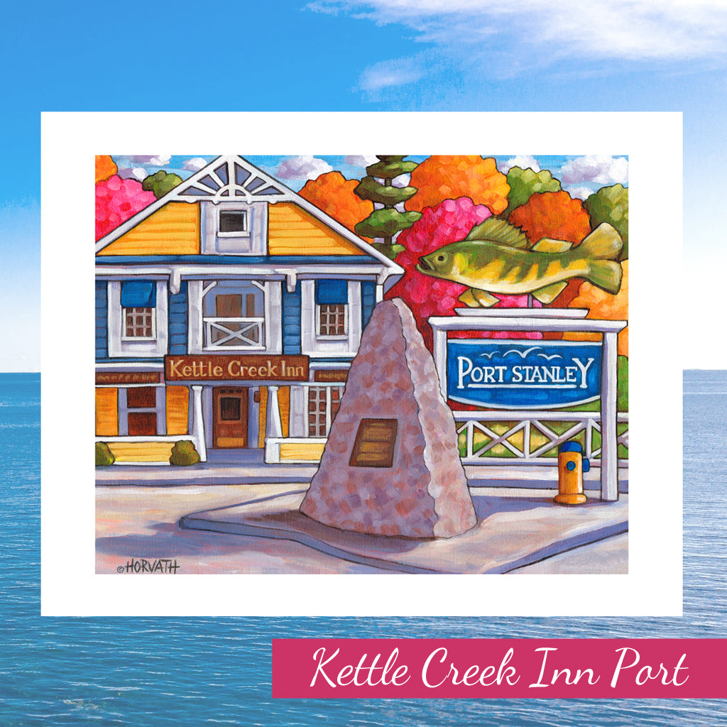 Port Stanley 'Kettle Creek Inn' Folk Art Print Giclee by artist Cathy Horvath Buchanan